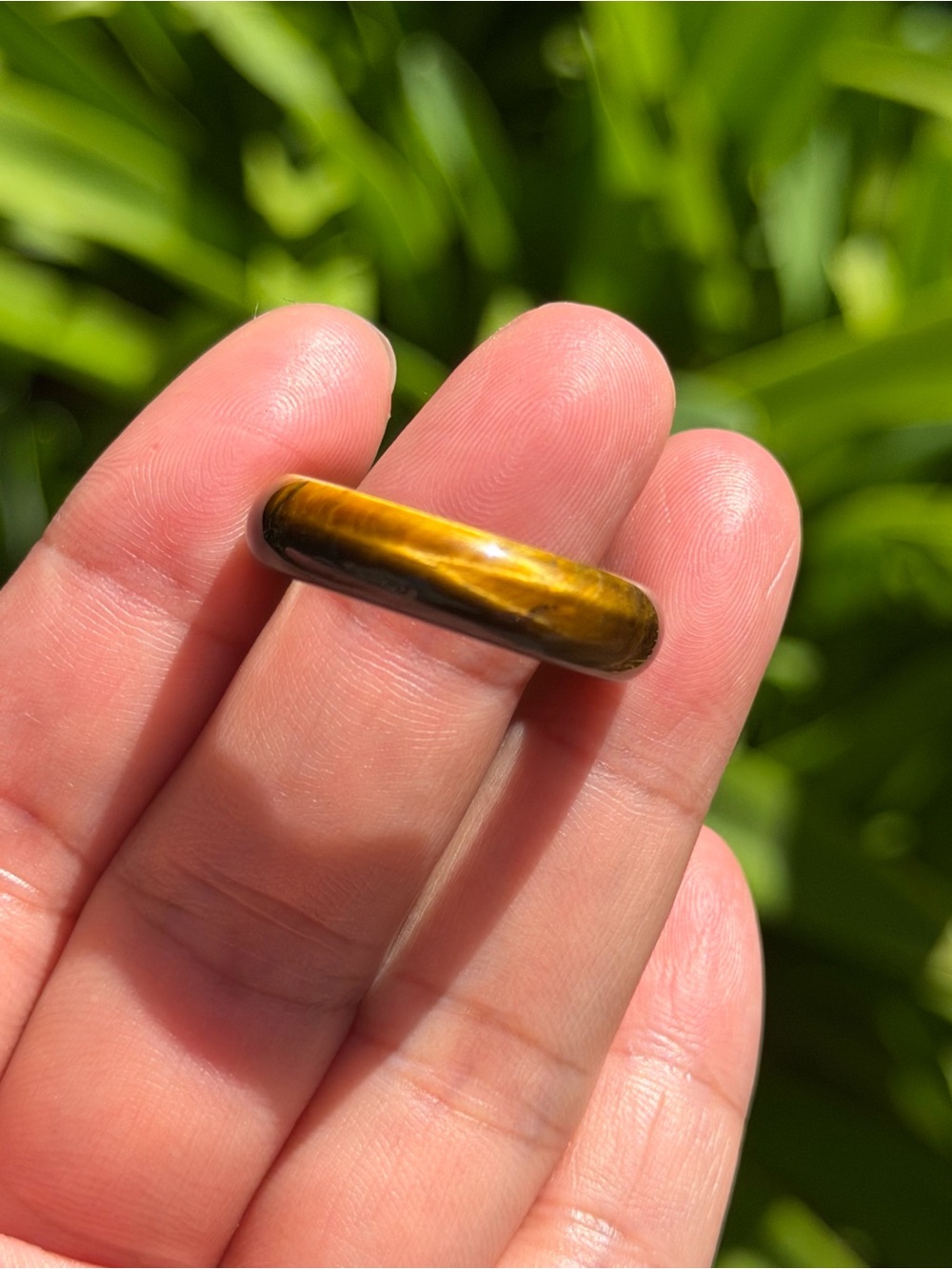 9.5 Tiger's Eye Dome Ring - Brown and Gold Gemstone Band Palo